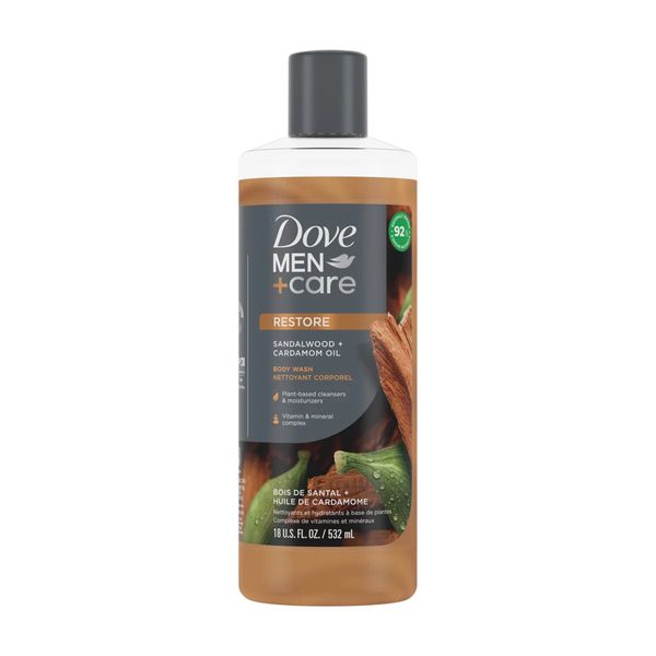 Dove Men +Care Restore Body Wash, Sandalwood + Cardamom Oil, 18 fl oz — Dollar General penny item