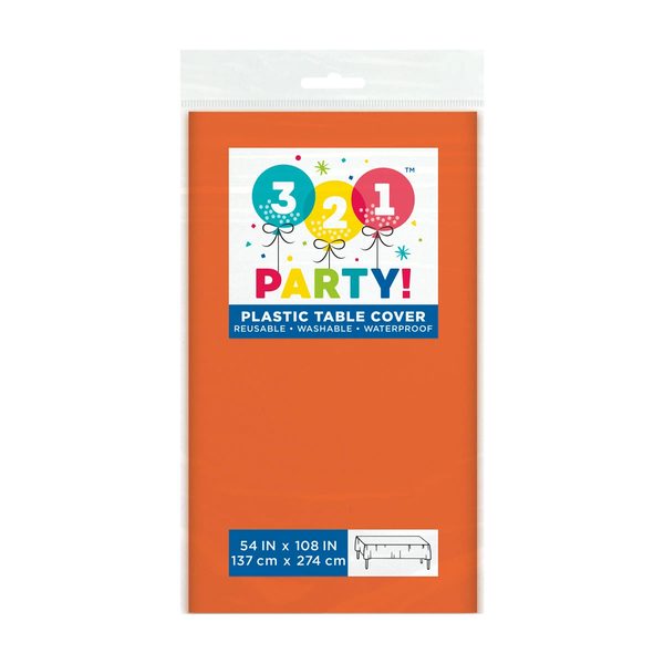 321 Party Pumpkin Orange Plastic Table Cover, 54" x 108" — 70% off during the remodel at Dollar General #3911