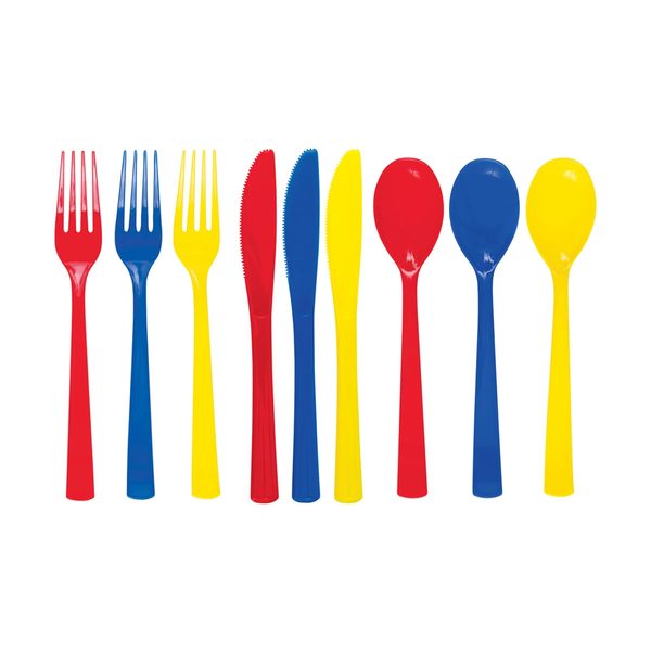 321 Party! Colorful Plastic Utensils Set for 6, 18 pc — 70% off during the remodel at Dollar General #20186