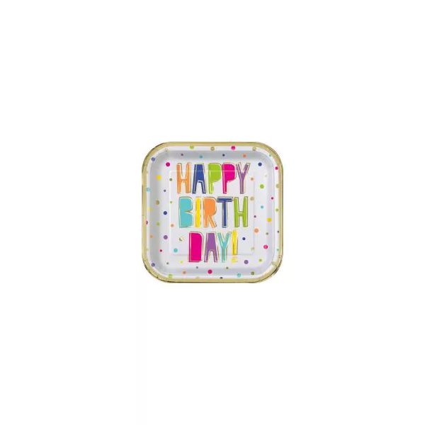 321 Party! 9" Square Foil Rainbow Ice Cream Party Plates, 8 Count — Dollar General penny item