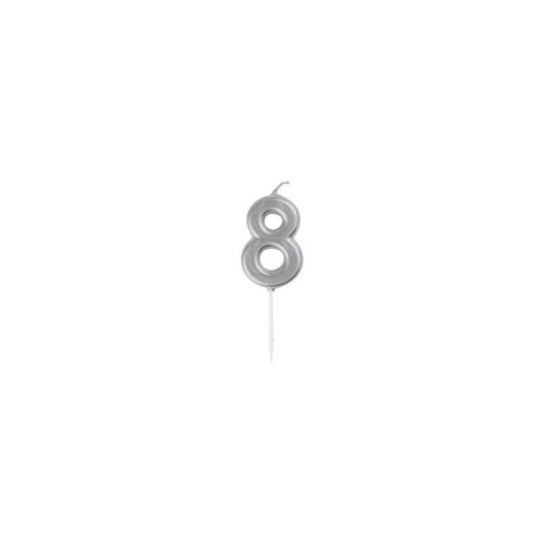 321 Party! Mini Silver Number 8 Birthday Candle — Dollar General penny item