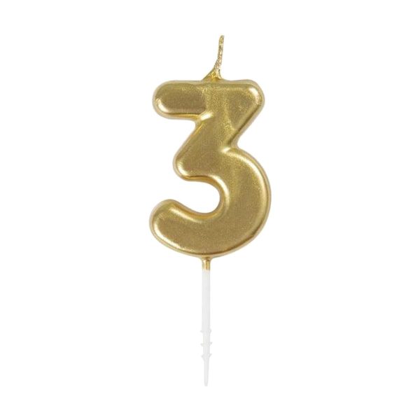 321 Party! Mini Gold Number 3 Birthday Candle — 70% off during the remodel at Dollar General #6535