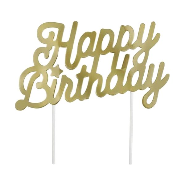 321 Party! Gold Foil "Happy Birthday" Cake Topper — 70% off during the remodel at Dollar General #19495