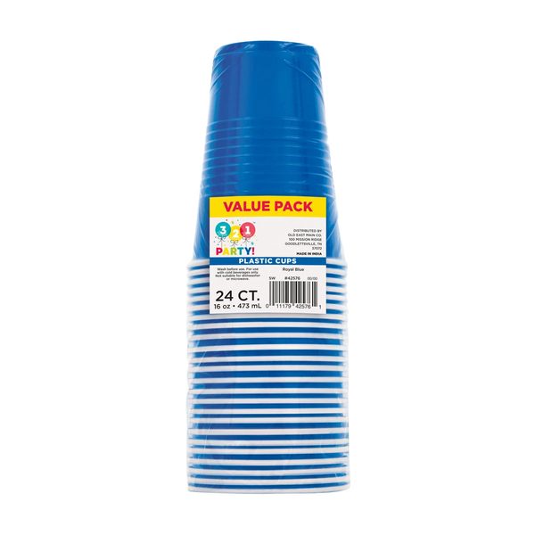 Blue Plastic Cups, 16 oz — 70% off during the remodel at Dollar General #8443