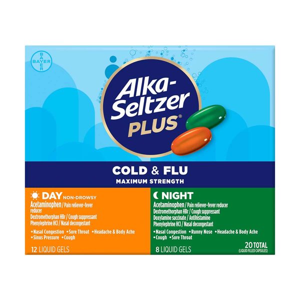 Alka-Seltzer Plus Day and Night Maximum Strength Cold and Flu Medicine, Liquid Gels, 20 Count — Dollar General penny item