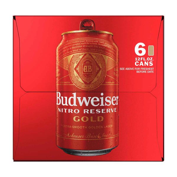 Budweiser Nitro Reserve Gold Lager, 12 fl oz Can - 6 Count — Dollar General penny item