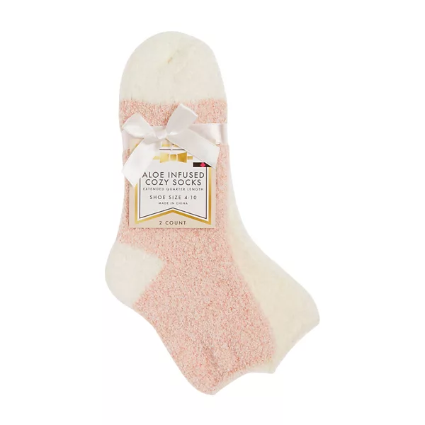 Aloe Infused Cozy Socks, Pink, 2 Pack — Dollar General penny item
