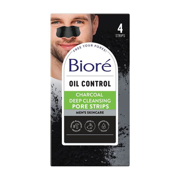 Biore Men's Oil Control Blackhead Remover Pore Strips, Charcoal Deep Cleansing Nose Strips for Blackhead Removal on Oily Skin - 4 Count — Dollar General penny item