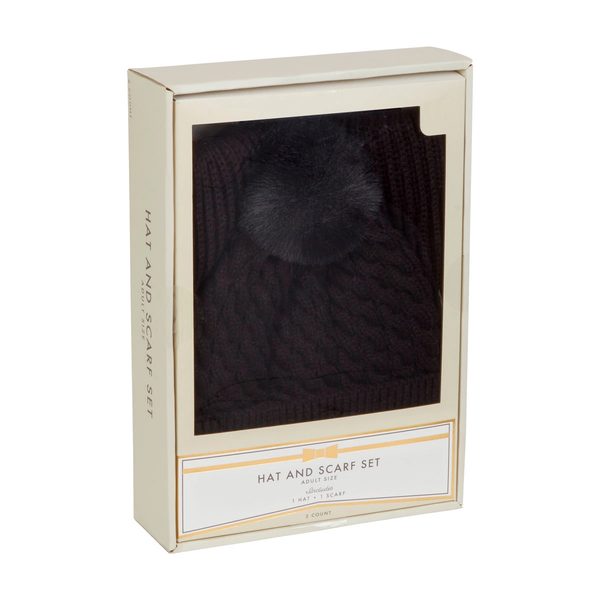 Soft Adult Hat and Scarf Set, Black, 2 Count — Dollar General penny item