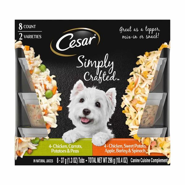 Cesar Simply Crafted Adult Wet Dog Food Toppers, Chicken Variety Pack, (8) 1.3 oz. Tubs — Dollar General (SKU 27216901)