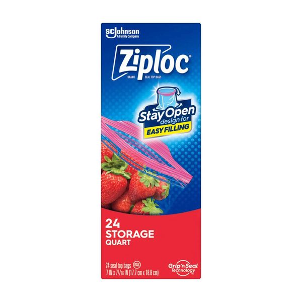 Ziploc® Brand Storage Bags with New Stay Open Design, Quart, 24 Count — Dollar General (SKU 22398802)
