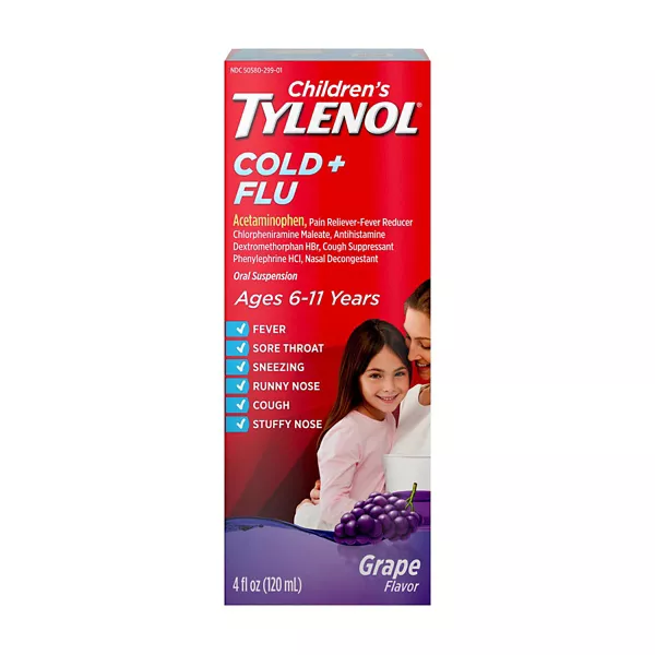 Children's Tylenol Cold + Flu Oral Suspension, Grape, 4 Fl. oz — Dollar General