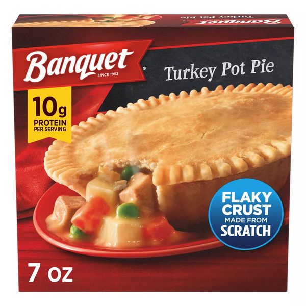 Banquet Turkey Pot Pie, Frozen Meal, 7 oz. — 70% off during the remodel at Dollar General #13201
