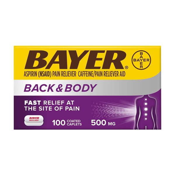 Bayer Back & Body Aspirin Pain Reliever With 32.5mg Caffeine, 500mg Coated Caplets, 100 Count — Dollar General (SKU 24910201)