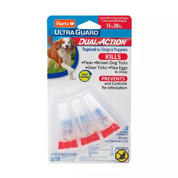 Hartz Ultra Guard Dual Action Topical for Dogs & Puppies, 15-30 lb, 3 Count — Dollar General (SKU 31718501)