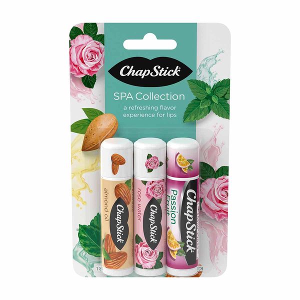 Chapstick Spa Collection Lip Balm Variety Pack, Almond Oil, Rose Water & Mint Tea Flavors, 3 Count — Dollar General penny item
