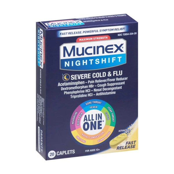 Mucinex Nightshift Severe Cold & Flu Caplets, 20 Count — Dollar General (SKU 32931201)