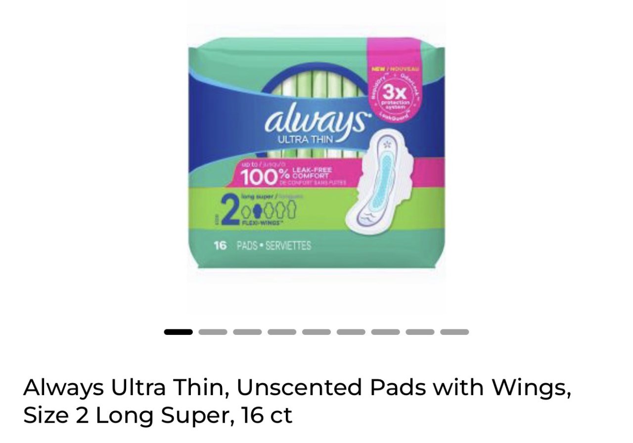 Always Ultra Thin, Unscented Pads with Wings, Size 2 Long Super, 16 Count — Dollar General