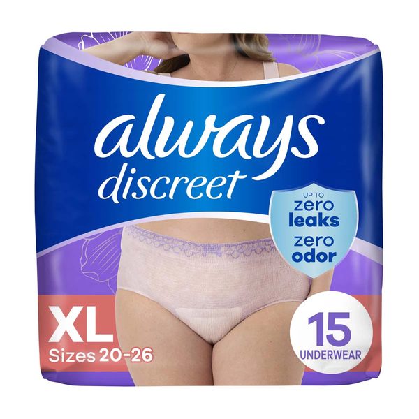 Always Discreet, Adult Diapers for Women, Maximum Incontinence and Postpartum Underwear XL/XXL, 15 Count — Dollar General