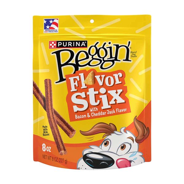 Purina Beggin' Flavor Stix Bacon & Cheddar Jack Flavor Dog Chew Stix - 8 oz. Pouch — Dollar General (SKU 40316701)