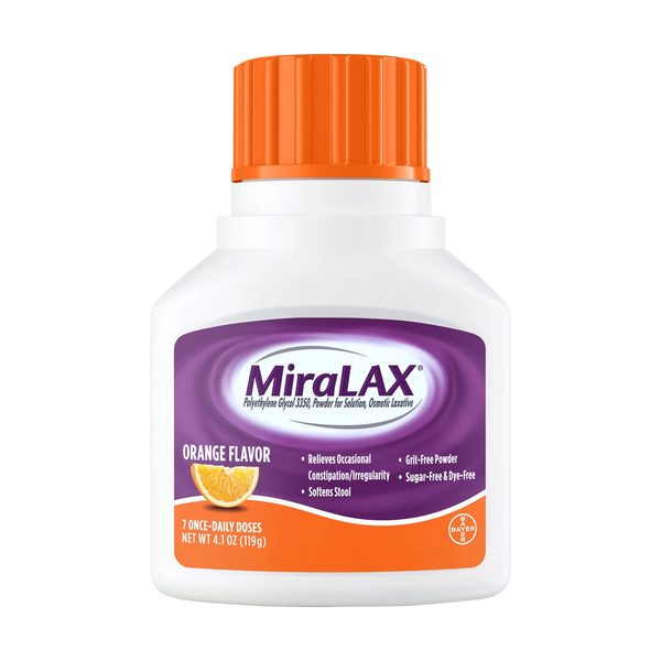 Miralax Orange Flavor Laxative Powder, 7 Doses - 4.1 oz — Dollar General (SKU 38867001)