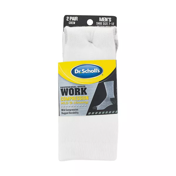 Dr. Scholl's Men's Professional Series Work Compression Socks, White, 2 Pair — Dollar General penny item