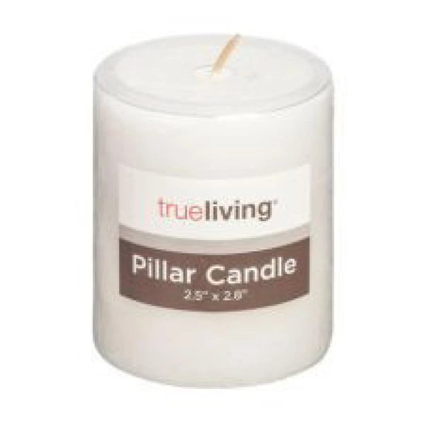 True Living White Pillar Candle — 70% off during the remodel at Dollar General #8443