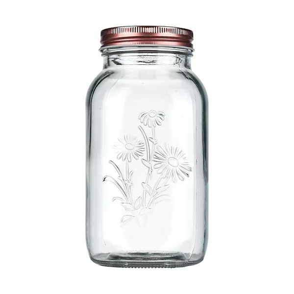 Decorative Embossed Glass Quart Jar with Lid — Dollar General penny item