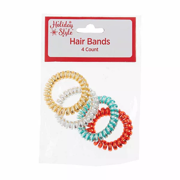 Holiday Style Metallic Hair Bands, 4 Count - Assorted — Dollar General penny item