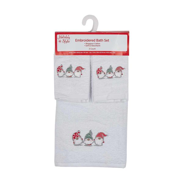 Holiday Style Christmas Embroidered Bath Set, 3 Count - Assorted — Dollar General penny item