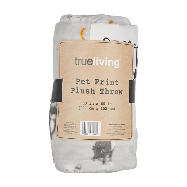True Living Pet Print Plush Throw, 50 x 60 in - Assorted — Dollar General penny item
