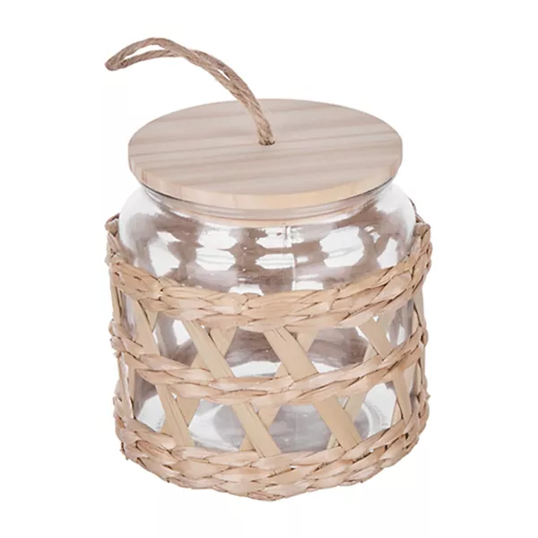 Seagrass Wrapped Storage Glass Jar with Lid — Dollar General penny item