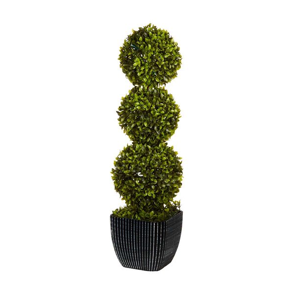 Triple Lighted Artificial Topiary Tree Planter — Dollar General (SKU 37310201)
