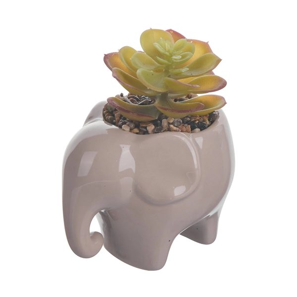 Artificial Succulent with Ceramic Animal Planter, Assorted — Dollar General (SKU 37627201)