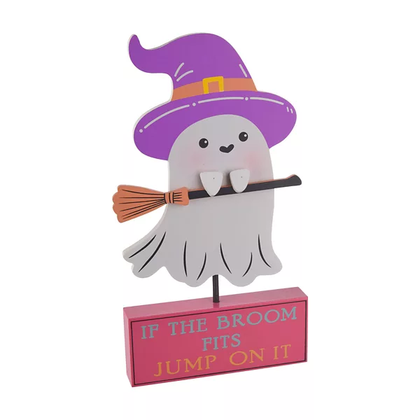 Halloween Tabletop Ghost with Broom Sign — Dollar General penny item