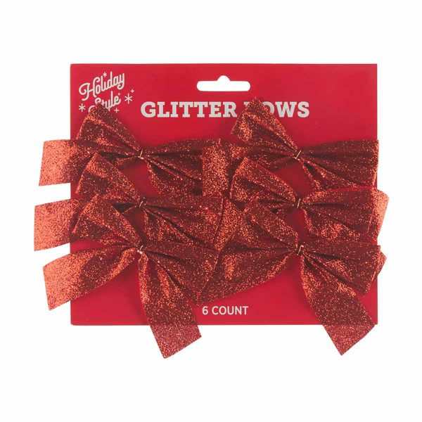 Holiday Style Christmas Mini Glitter Bows, 6 Count - Assorted — Dollar General (SKU 38217001)