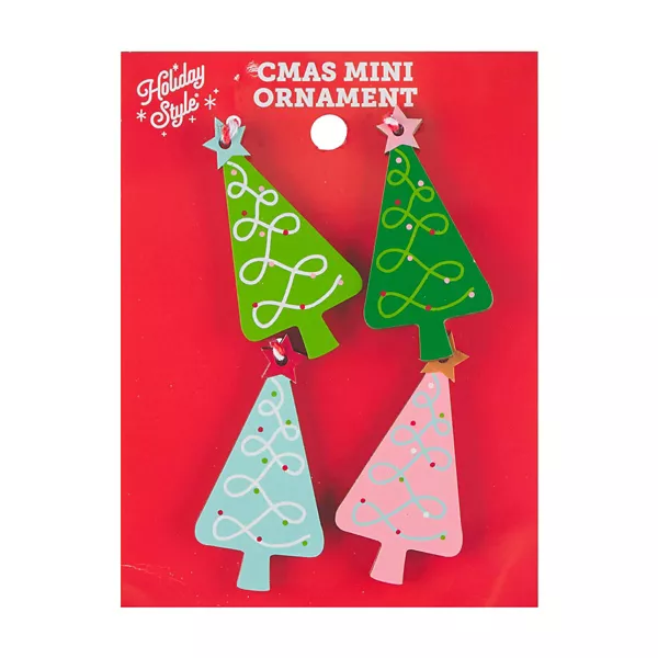 Mini Christmas Tree Ornament, 4 Count, Assorted — Dollar General penny item