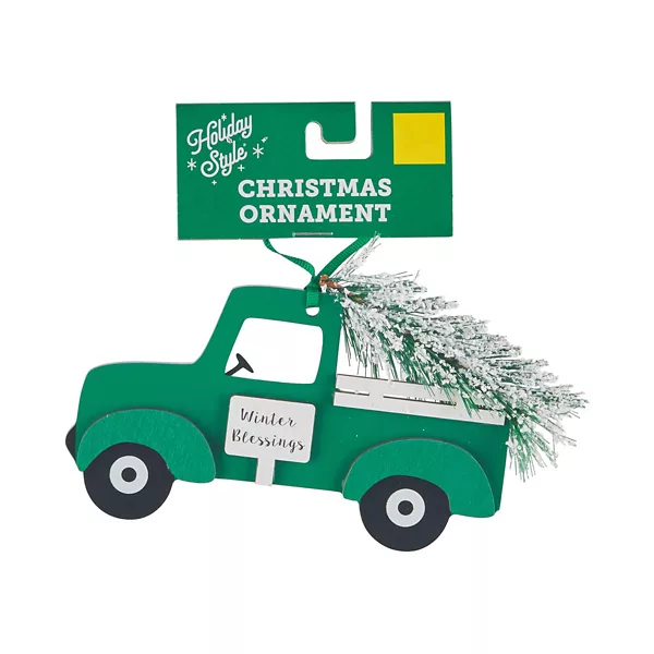 Holiday Style Christmas Glitter Truck Ornament with Tree, Assorted — Dollar General penny item