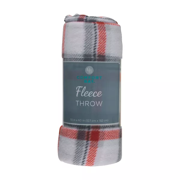 Comfort Bay Fleece Throw, Plaid Print, 50 in x 60 in - Assorted — Dollar General penny item