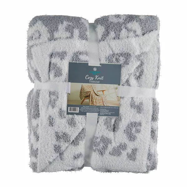 Comfort Bay Cozy Knit Throw, Leopard Print, 50 in x 60 in - Assorted — Dollar General penny item