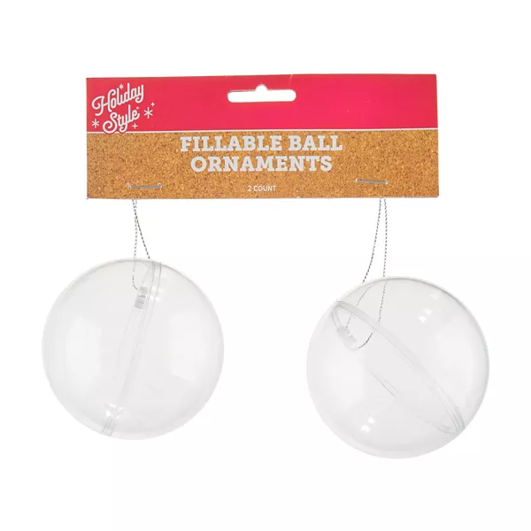 Holiday Style Christmas Fillable Ball Ornaments, Clear, 2 Count — Dollar General penny item