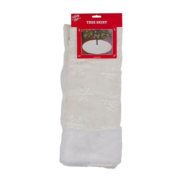 Holiday Style Christmas Deluxe Embossed Tree Skirt, Cream, 40 in — Dollar General (SKU 38479901)