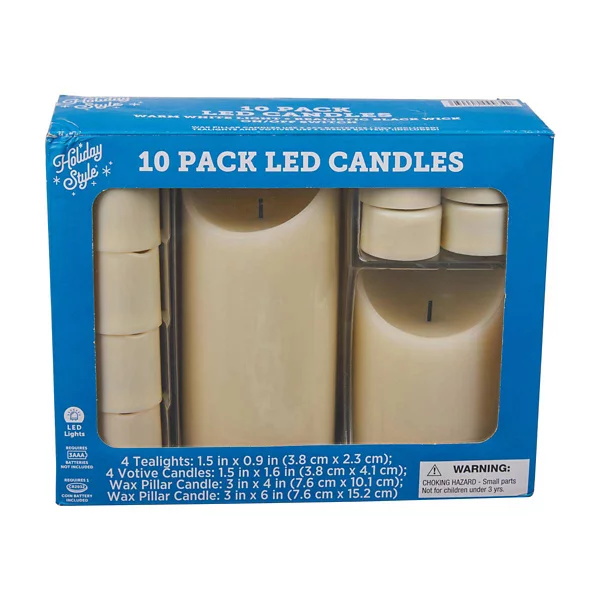 Holiday Style 10 Pack LED Candles, Assorted — Dollar General penny item