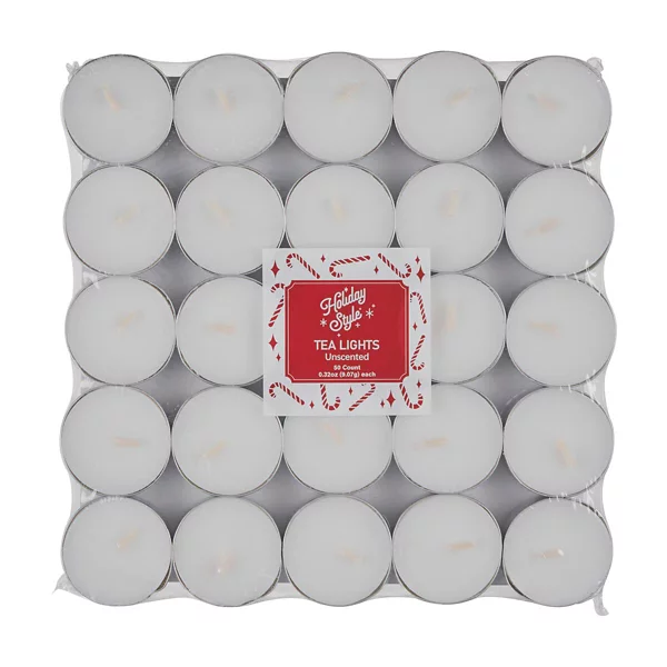 Holiday Style Unscented Tea Lights, 50 Count — Dollar General penny item