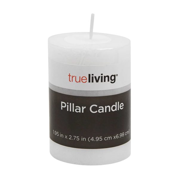 True Living Unscented White Pillar Candle, 1.95x2.75 in — 70% off during the remodel at Dollar General #8443