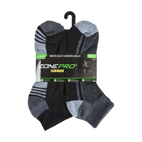 Zone Pro Men's Half Cushion Ankle Cut Socks, 4 ct, Assorted Colors — 70% off during the remodel at Dollar General #10340
