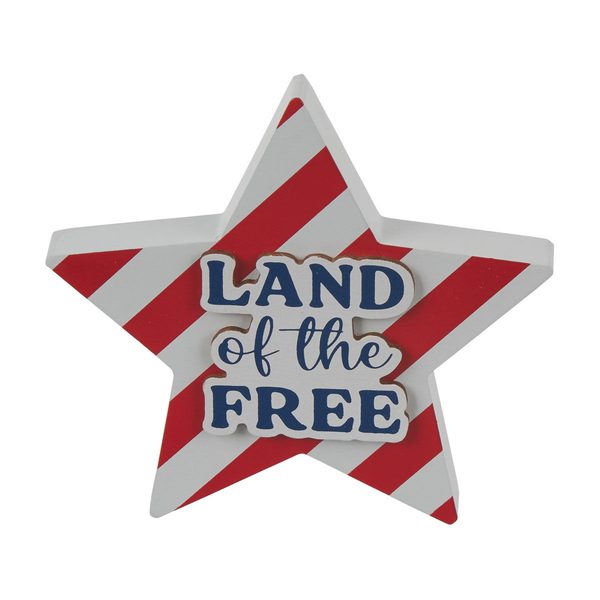 Patriotic Red and White Star “Land of the Free” Decorative Word Block Décor — Dollar General