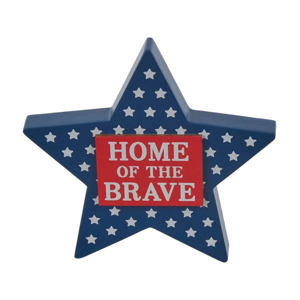 Patriotic Blue Star “Home of the Brave” Decorative Word Block Décor — Dollar General