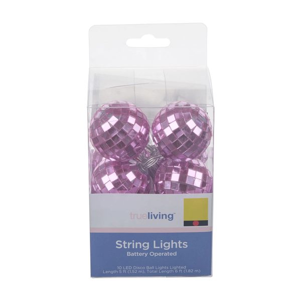 True Living Summer Battery Operated Pink Disco Ball String Lights, 6 ft — Dollar General