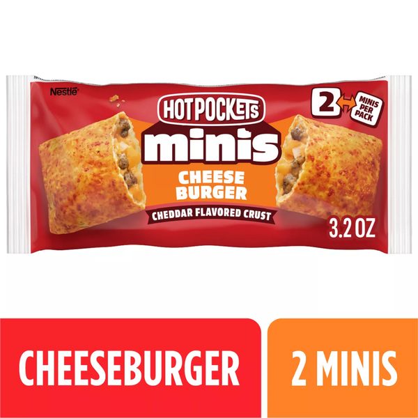 Hot Pockets Minis Cheeseburger Cheddar Flavored Crust, Bite Size Snacks, Frozen Sandwiches, Frozen Snacks, 2 Minis, 1PK — 70% off during the remodel at Dollar General #6535